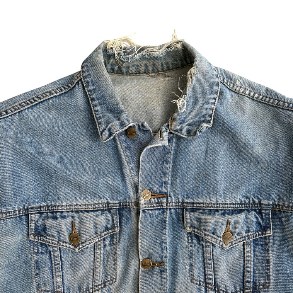 Vintage 90s Distressed Budweiser King of Beer Denim Jacket XL - Picture 5 of 13